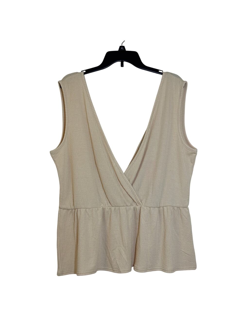 Bunulu XL Corn Silk Yellow Sleeveless Faux Wrap Gathered Waist Top